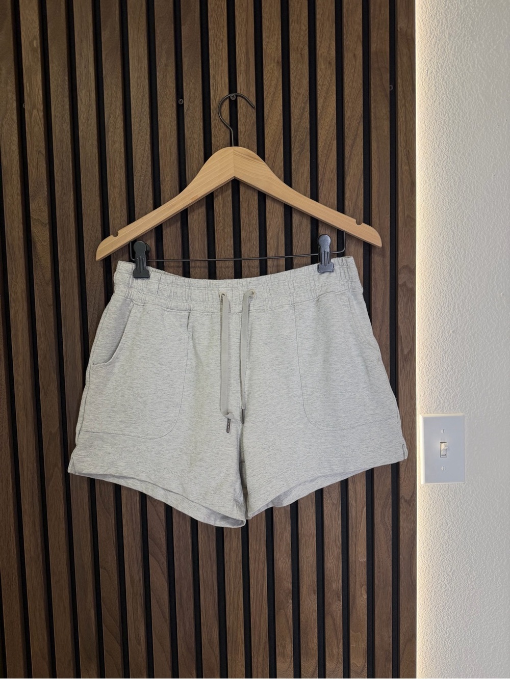 Women’s Light Gray Athletic Lounge Shorts with Drawstring